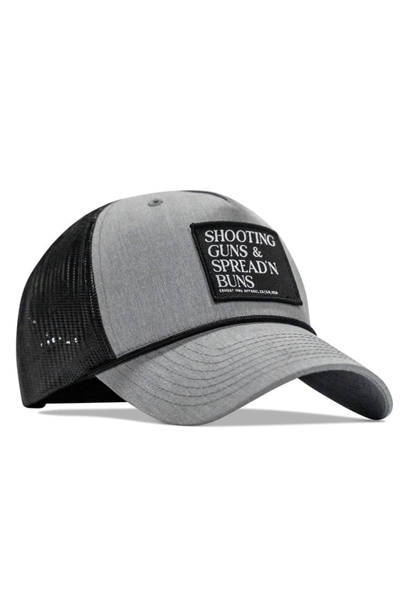 Apparel™ Shooting Guns & Spread'n Buns Patch Rope Snapback Hat Gray / Black