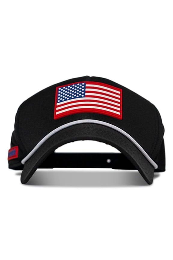 Men’s USA Flag Patch Performance Snapback Hat, Waterproof, UPF 40+, Adjustable Fit, Black