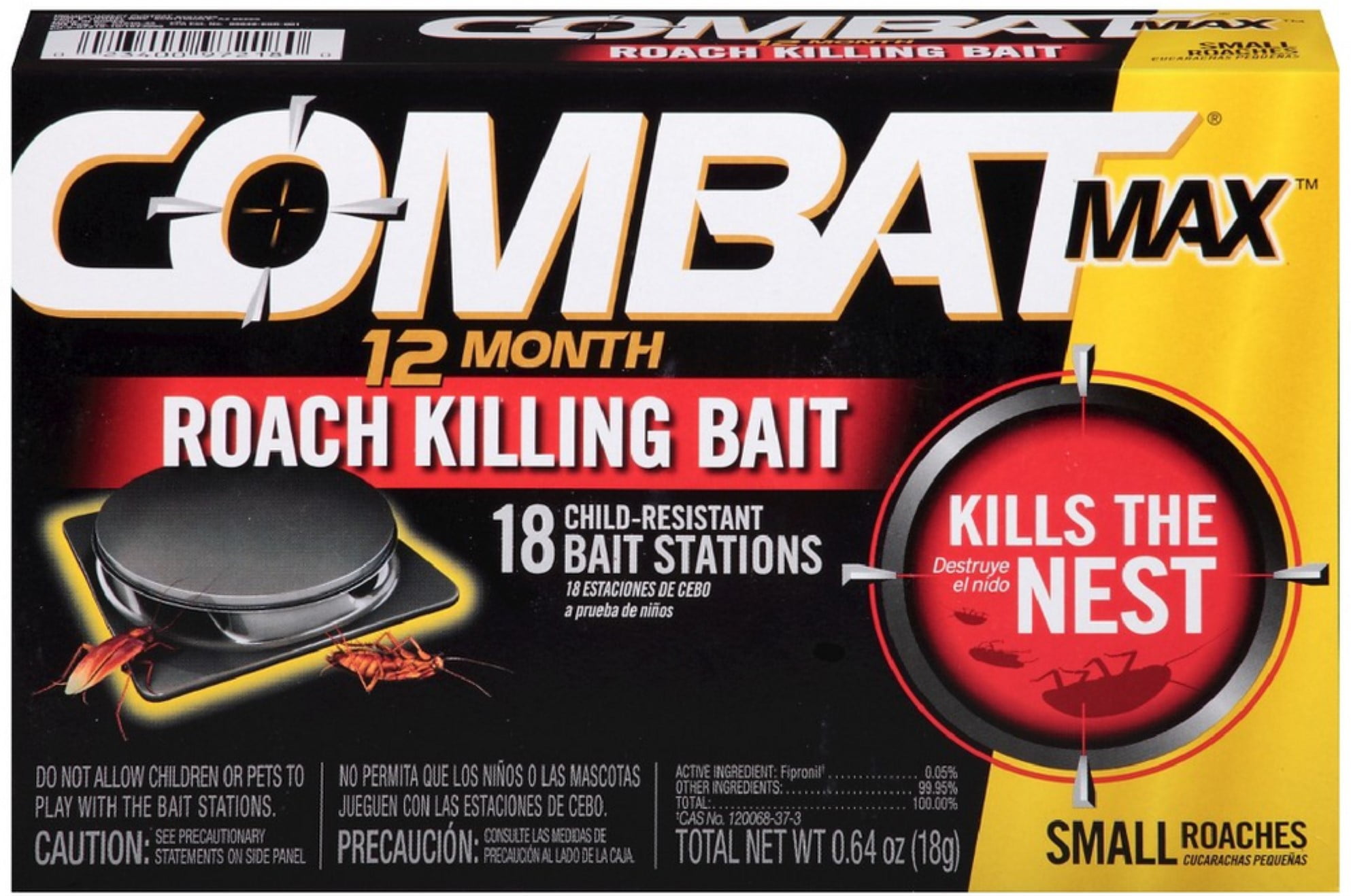 Combat Max 12 Months Roach Killing Bait 18 ea (Pack of 6)