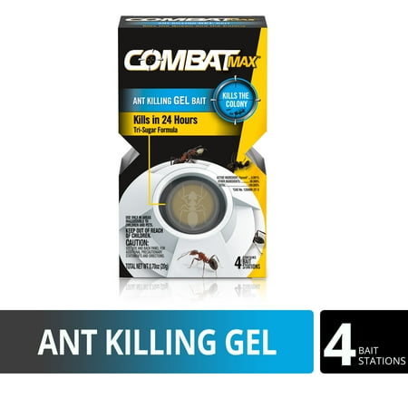 Combat Max Ant Killing Gel Bait Station, Indoor and Outdoor Use, 4 Count