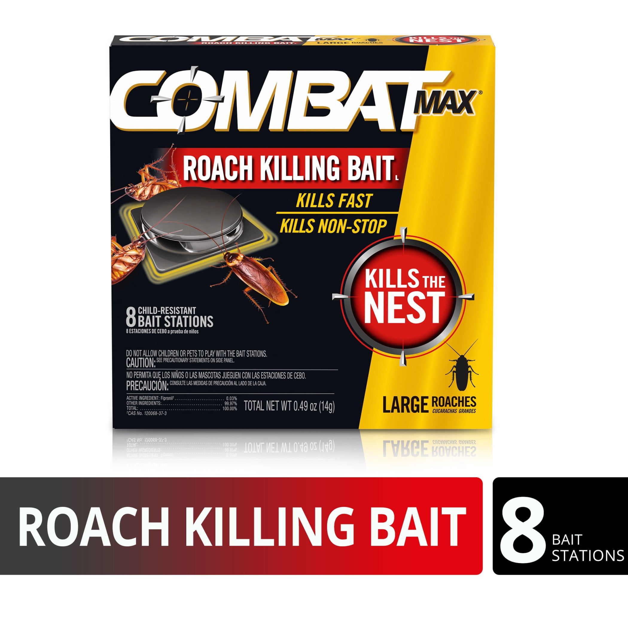 Combat Max Roach Killing Bait Station for American Roaches & Other Large Roaches, 8 Count