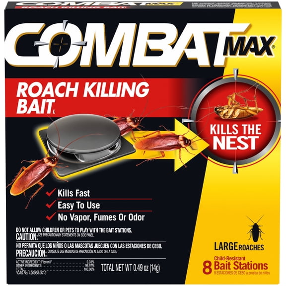Combat Max Roach Killing Bait Station for American Roaches & Other Large Roaches, 8 Count