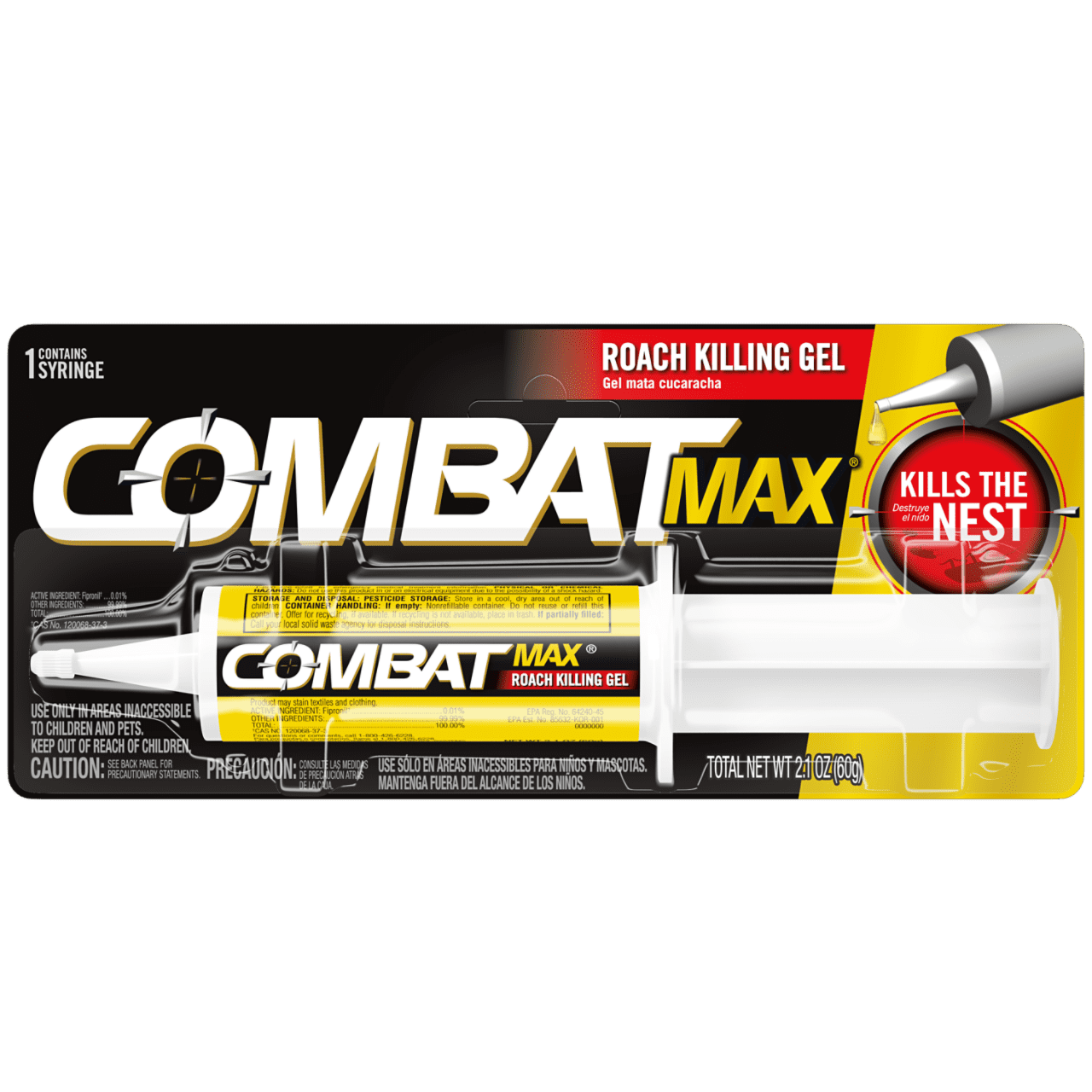 Combat Max Roach Killing Gel for Indoor and Outdoor Use, 1 Syringe, 2.1 Ounces