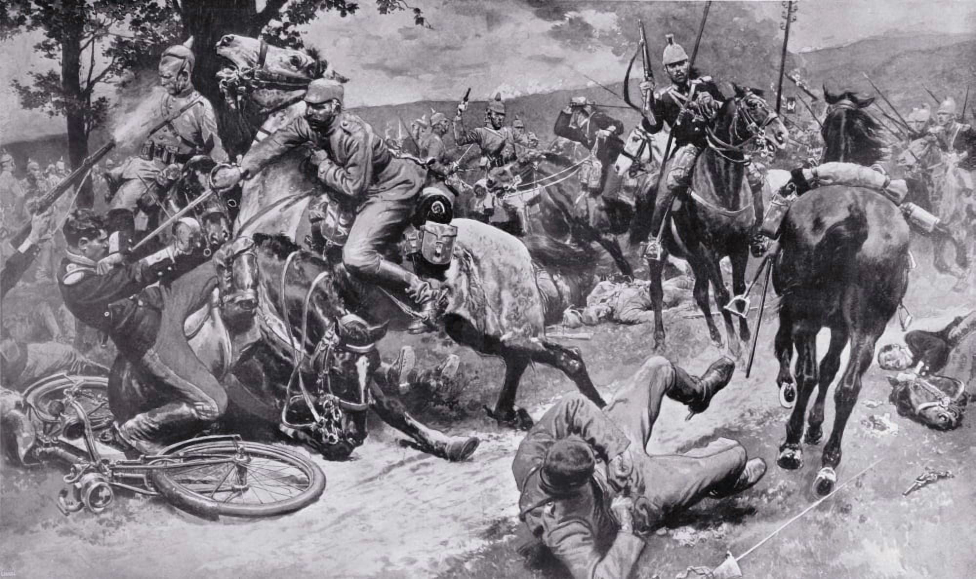 Combat Between Mounted Cavalry Forces Of The Germans And French During The First World War From La Esfera 1914 Canvas Art - Ken Welsh Design Pics (36 x 20)