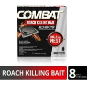 Combat Roach Killing Bait, Large Roach Bait Station, Kills the Nest, Child-Resistant, 8 Count