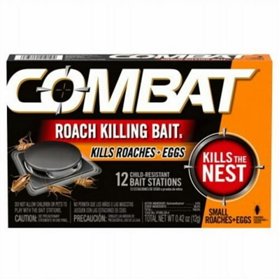 Combat Roach Killing Bait Stations for Small Roaches, Kills Roaches and Eggs, 12 Count