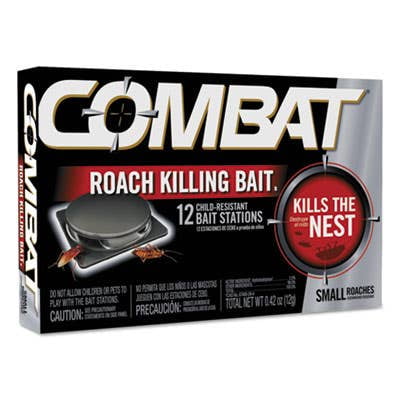 Combat Roach Killing Bait Stations for Small Roaches, Kills Roaches and Eggs, 12 Count