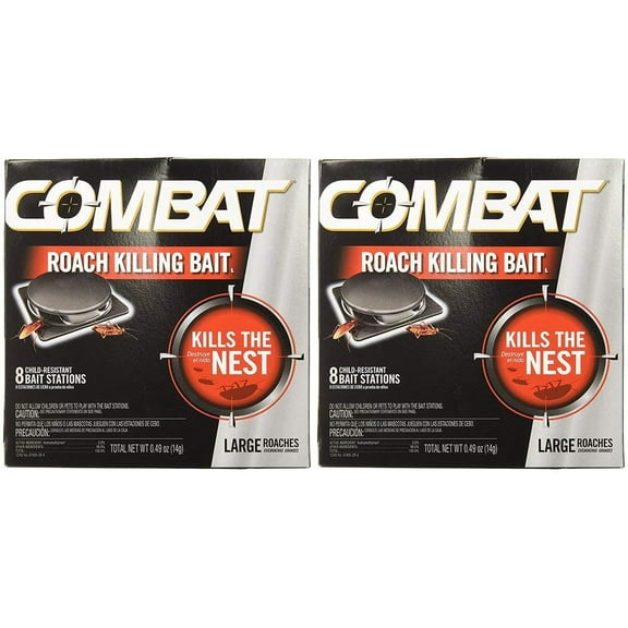 Combat Roach Killing PkauH Bait, Large Roach Bait Station, 8 Count 2 Pack