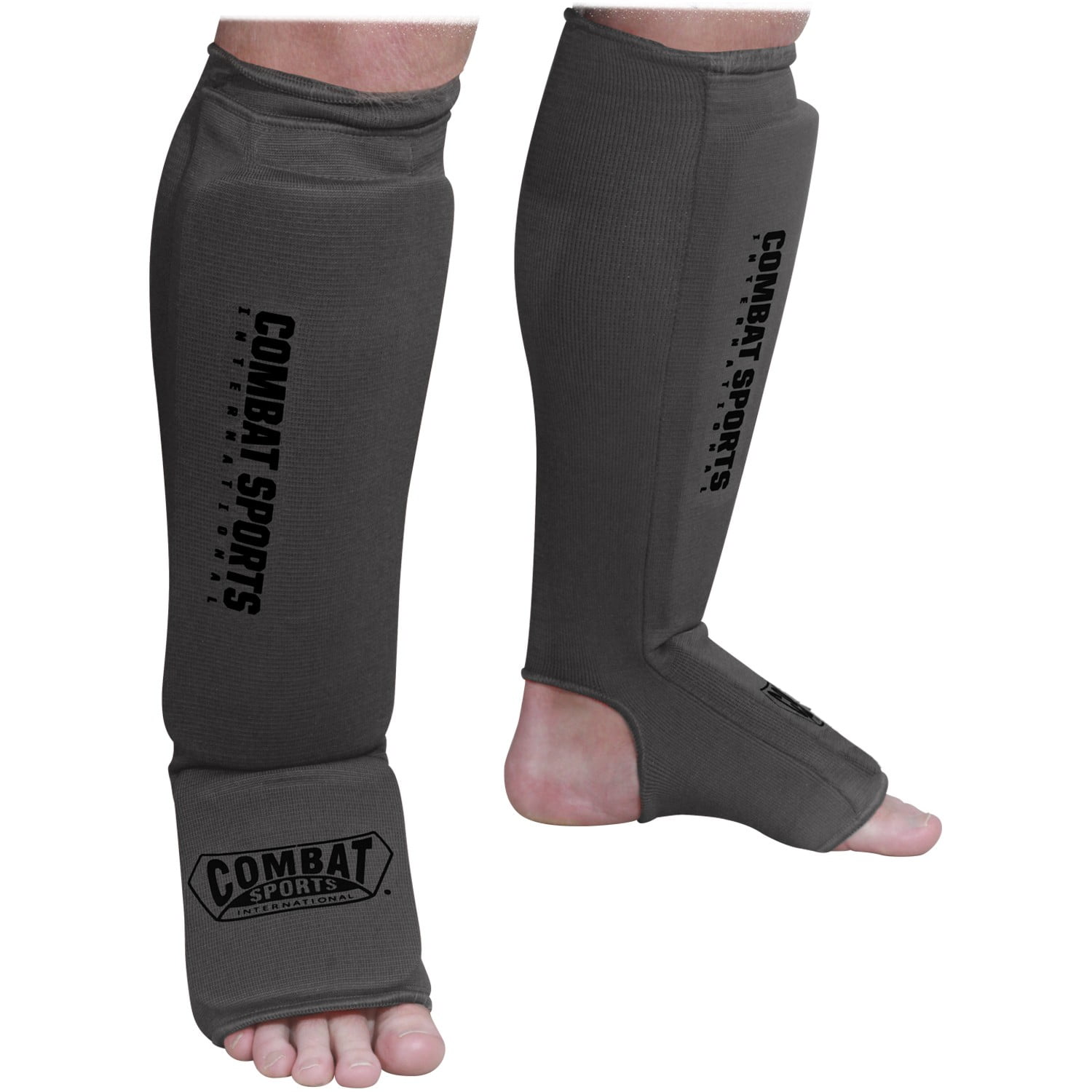 Combat Sports Adults Washable MMA Kickboxing Muay Thai Karate Elastic Cloth Shin & Instep Padded Guards Extra-Large Gray