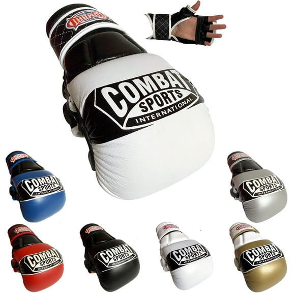 Combat Sports Max Strike MMA Training Gloves, Open Palm Fingerless Gloves for MMA, Muay Thai, and Kickboxing, White, Large