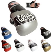 Combat Sports Max Strike MMA Training Gloves, Open Palm Fingerless Gloves for MMA, Muay Thai, and Kickboxing,Silver/Black, Regular