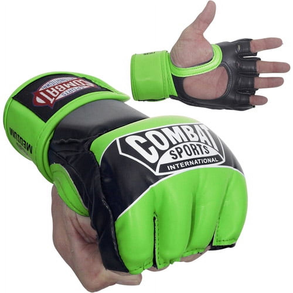 Combat Sports Pro Style MMA Gloves Grappling Sparring Kickboing Muay Thai Punching Bag Training Adult Small Neon Green