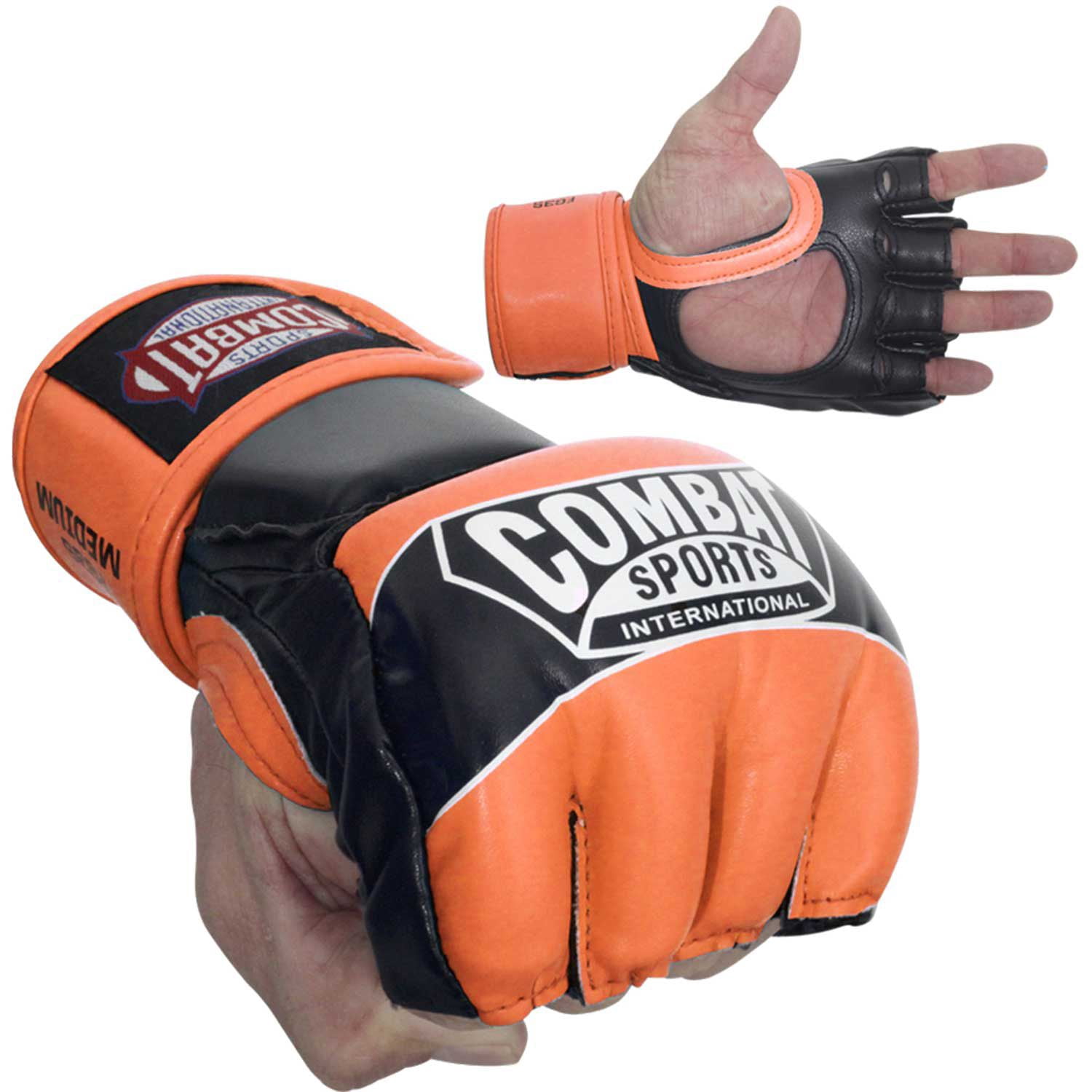 Combat Sports Pro Style MMA Gloves Grappling Sparring Kickboing Muay Thai Punching Bag Training Youth Large Neon Orange