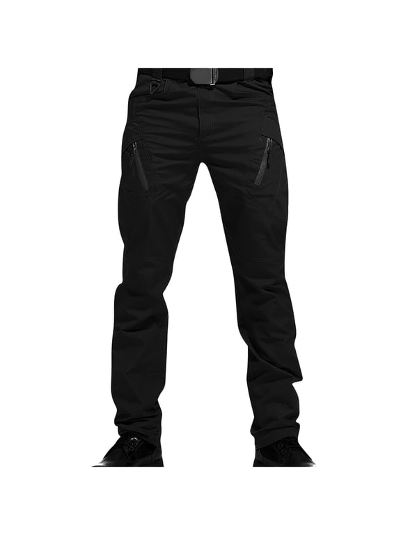 Combat Trousers for Men Sale Cargo Work Trousers Waterproof Pants Multi Pockets Joggers Black Chino Trousers Slim Tapered Flat Front Casual Pants Stretch Fit Hiking Walking Trousers
