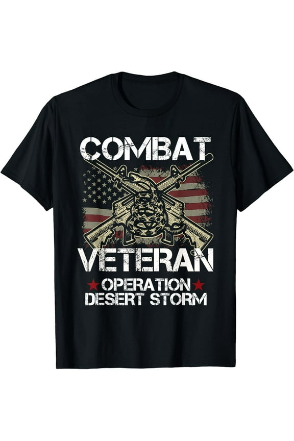 Combat Veteran Desert Storm Military Vet American Flag Gift T-Shirt