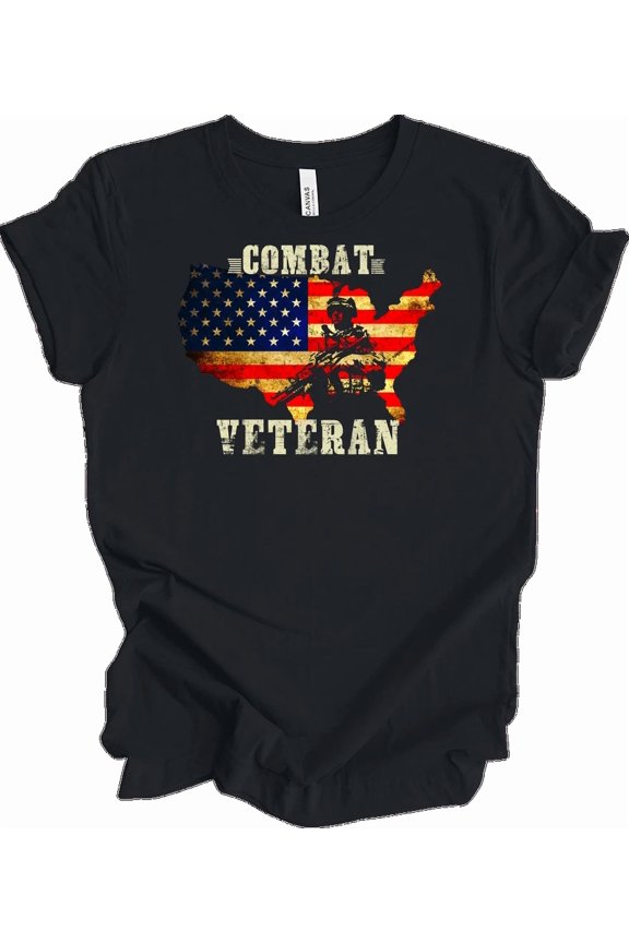 Combat Veteran Military Service Patriotic National Symbol Design Unisex T-Shirt, up to Size 5XL