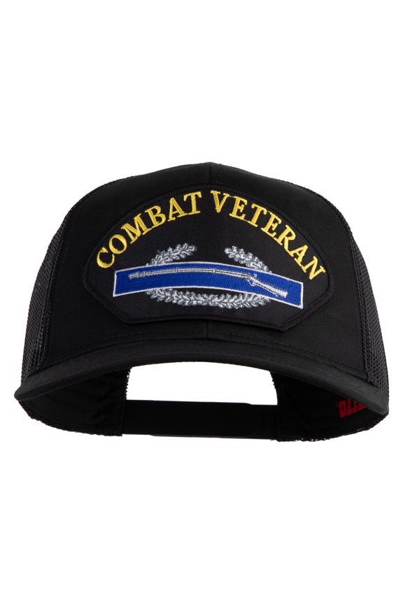Combat Veteran Patched Solid Cotton Twill Mesh Prostyle Cap - Black OSFM