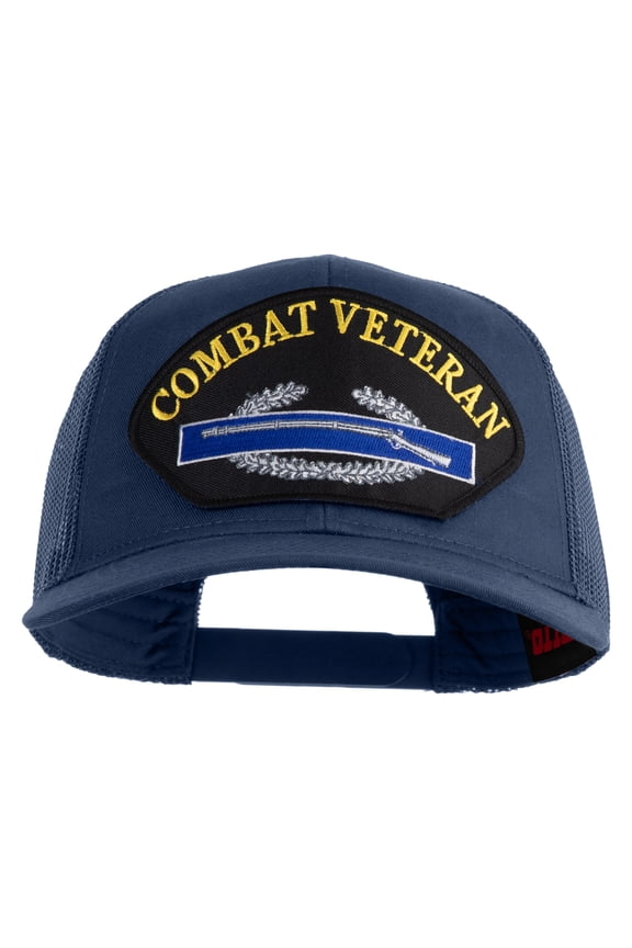 Combat Veteran Patched Solid Cotton Twill Mesh Prostyle Cap - Navy OSFM
