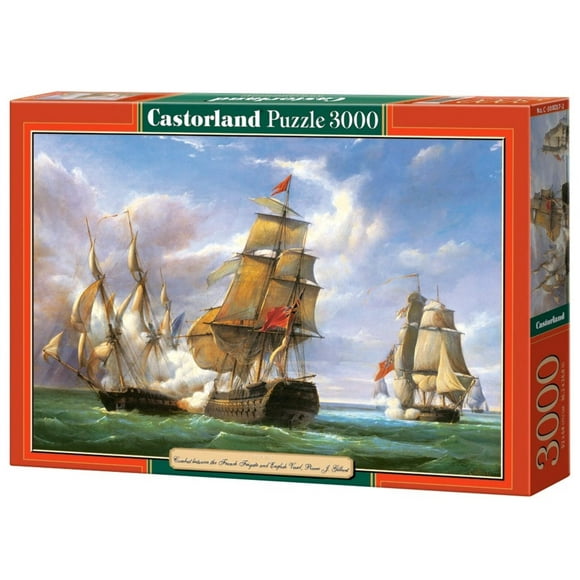 3000 Piece Jigsaw Puzzle, "Combat between the French and the English Vessels", Naval battle, Historical puzzles, Canon battle, Adult Puzzle, Castorland C-300037-2