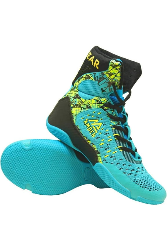 Combat v1.0-9” Professional Boxing/Wrestling Shoes, High-Top PU Training Footwear with Breathable Mesh & Durable Rubber Sole, Ideal for MMA, Martial Arts, & Weightlifting, 11 US Multi