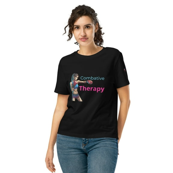 Combative Therapy Women’s boxing organic ribbed neck t-shirt copy (Black, S)