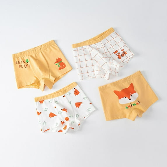 Combed Boys Underwear Breathable Soft Comfortable Cartoon Printed Briefs for Kids Toddler Baby 4 Pack 4PCS