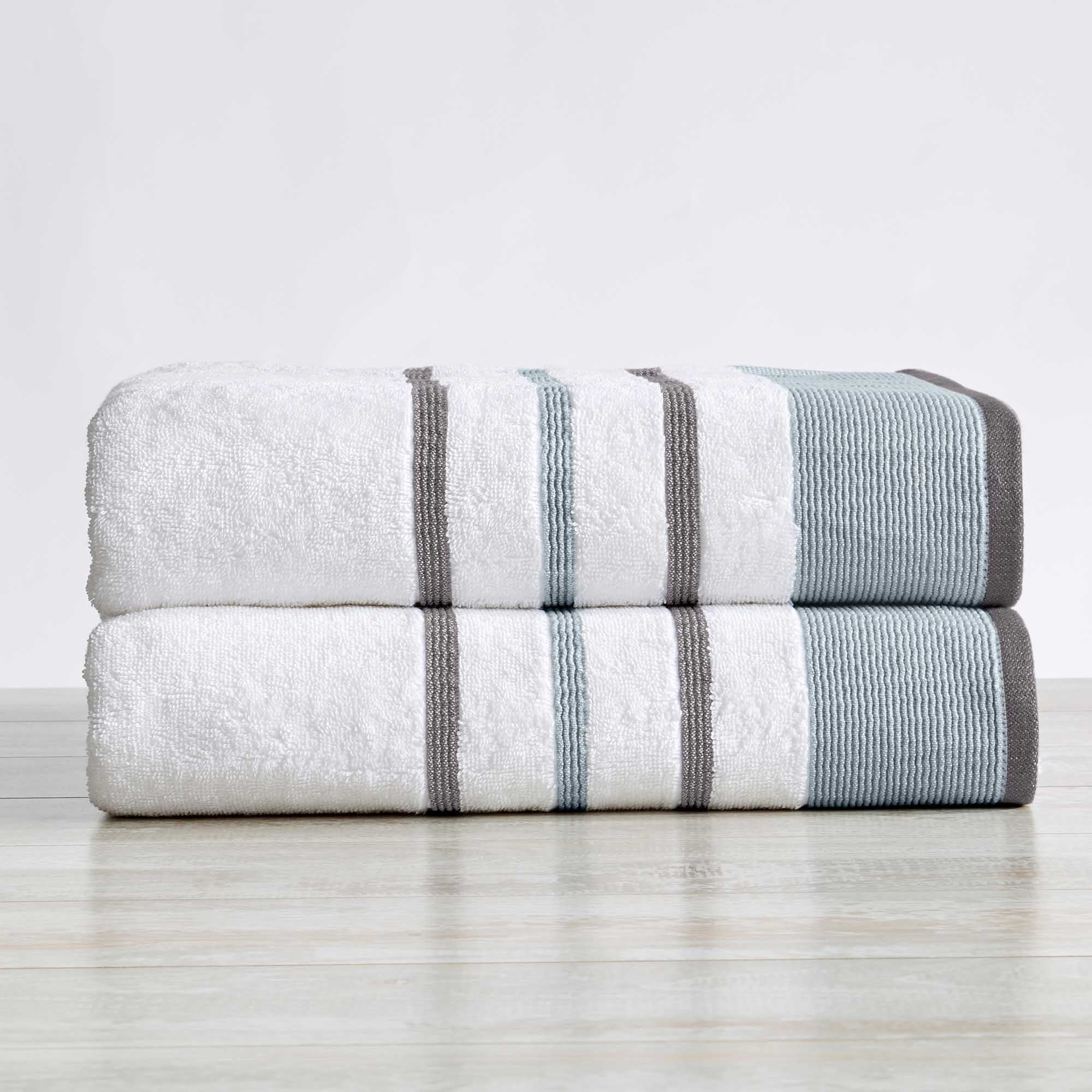 Oversized Eucalyptus and Grey Cotton Bath Sheet Set