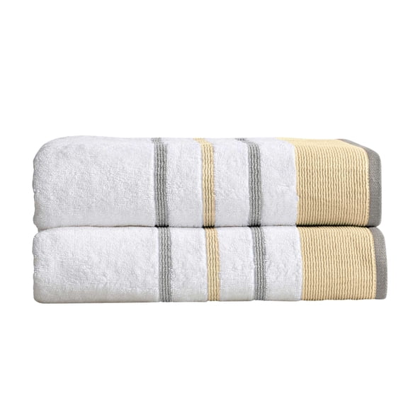 Luxurious Soft Cotton Decorative 2 Pack Bath Sheet Set, Gold / Grey.