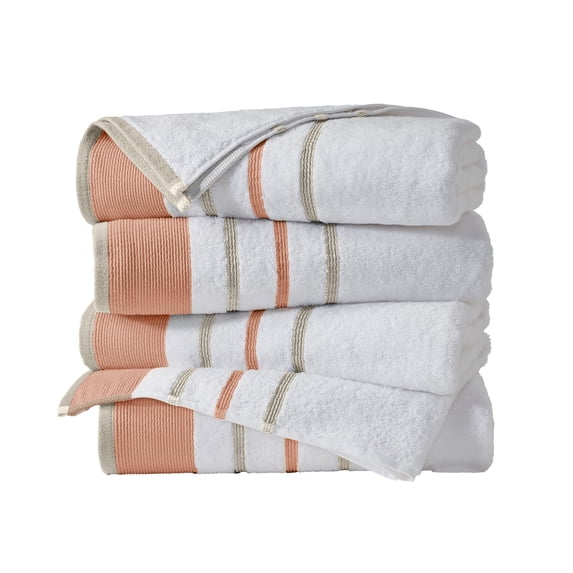 Luxurious Soft Cotton Decorative 4 Pack Bath Towel Set, Dusty Rose / Cappuccino.