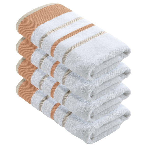 Luxurious Soft Cotton Decorative 4 Pack Hand Towel Set, Clay / Taupe.