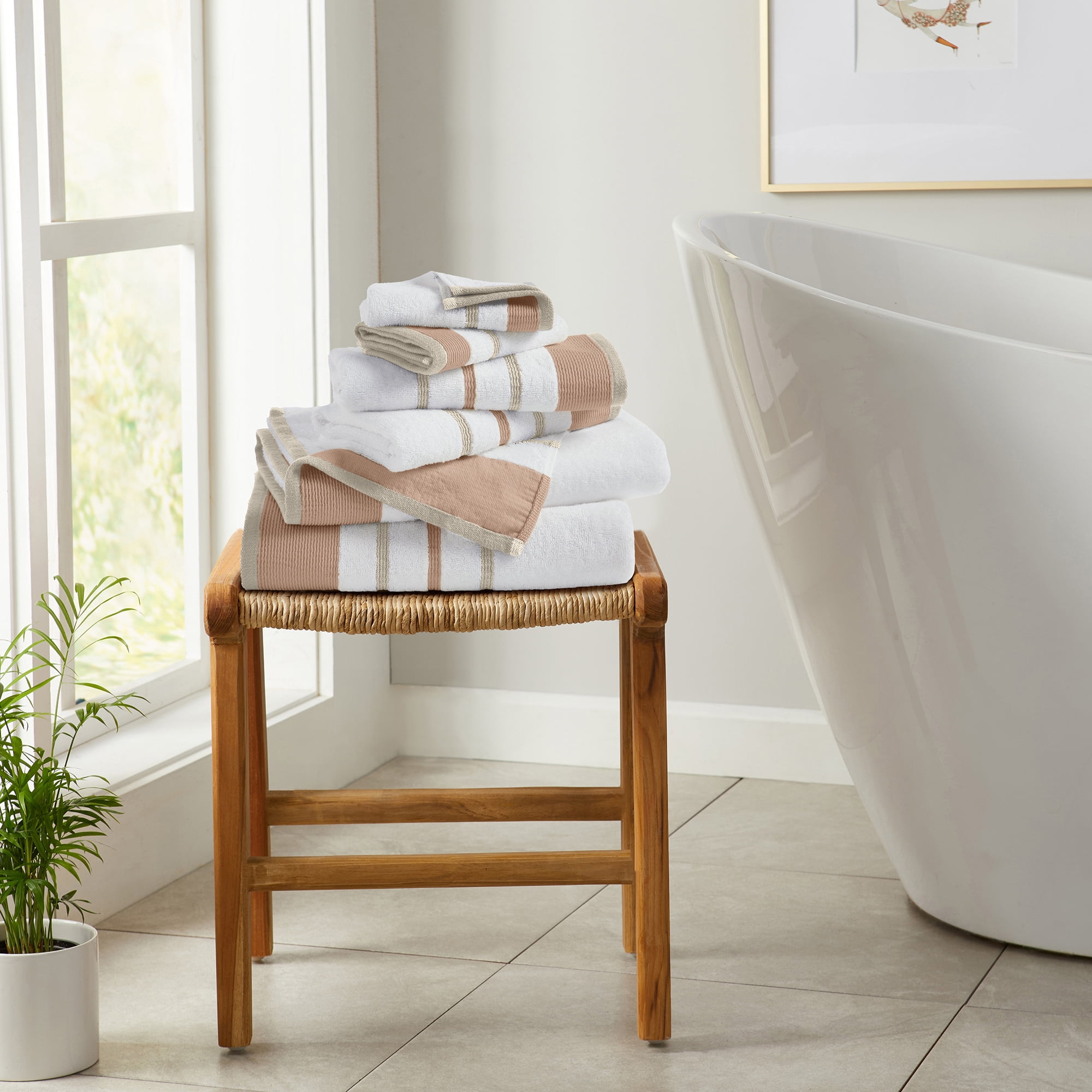 Dusty Rose and Cappuccino Cotton 6 Piece Towel Set