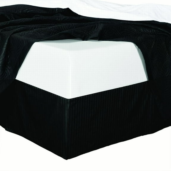 Combed Cotton Split Corners Damask Stripe Bed Skirts 300 Thread Count