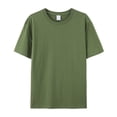 thumbnail image 1 of Combed cotton pure cotton T-shirt loose round neck short-sleeved shirt cultural shirtDark Green Size XXL, 1 of 5
