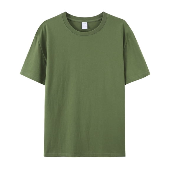 Combed cotton pure cotton T-shirt loose round neck short-sleeved shirt cultural shirtDark Green Size XXL