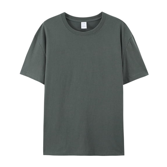 Combed cotton pure cotton T-shirt loose round neck short-sleeved shirt cultural shirtGrey Size XS