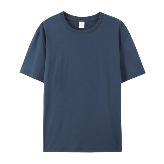 Combed cotton pure cotton T-shirt loose round neck short-sleeved shirt cultural shirtLightCyan Size M