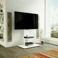thumbnail image 1 of Combi Lesina Flat Pedestal TV Stand - Satin White & White Glass, 1 of 1