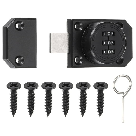 Combination Cabinet Lock, 3-Digit Password Cabinet Lock Zinc Alloy Mechanical Keyless Safety Doors Latch, Black
