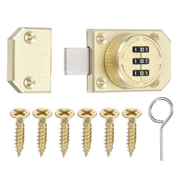 Combination Cabinet Lock, 3-Digit Password Cabinet Lock Zinc Alloy Mechanical Keyless Safety Door Latch, Gold