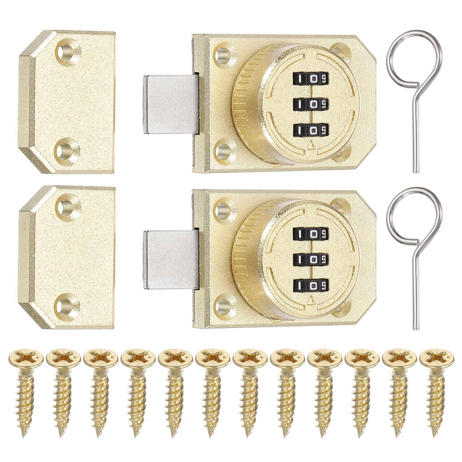 Combination Cabinet Lock, Zinc Alloy Mechanical Keyless Safety Door Latch, Gold 2 Pcs