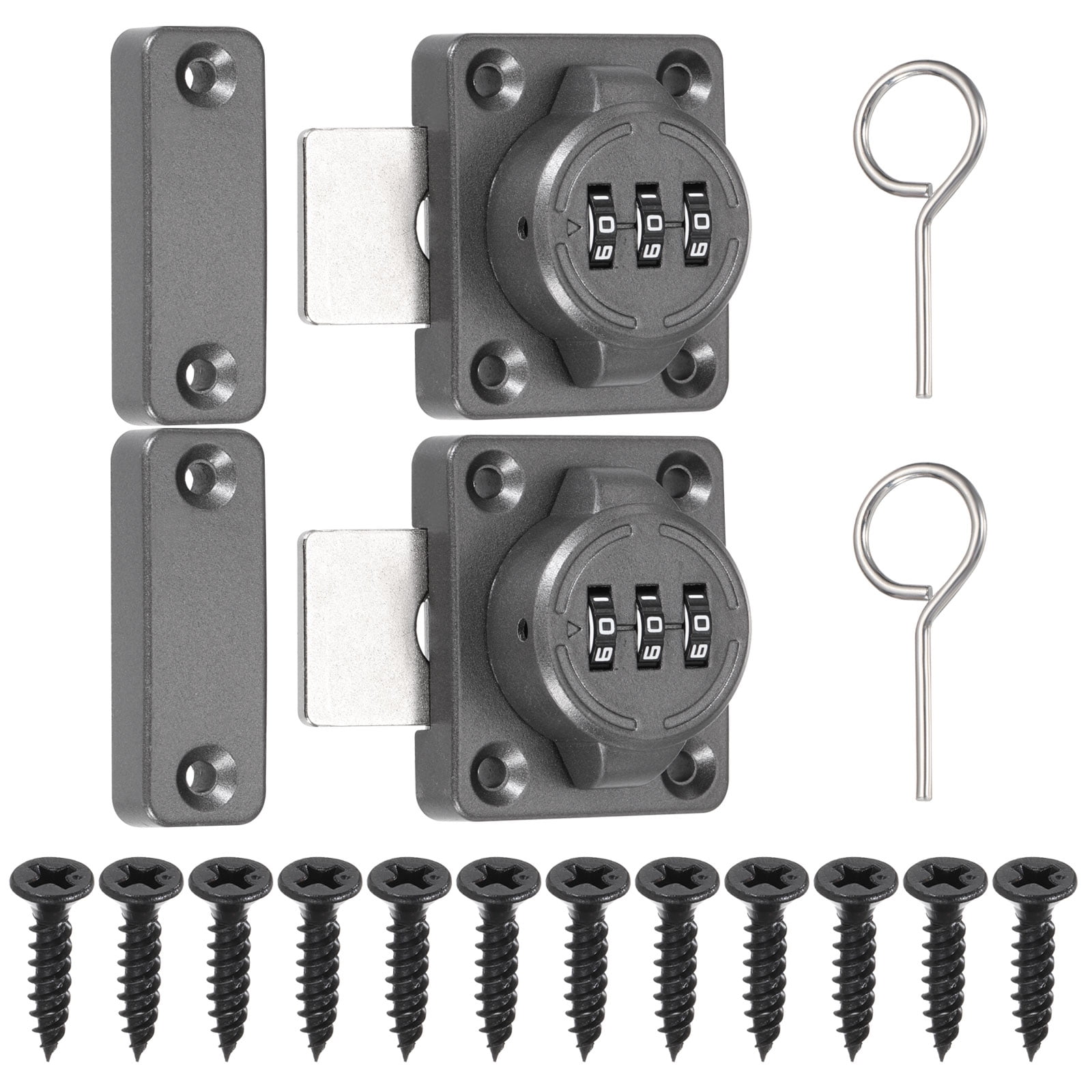 Combination Cabinet Latch,Mechanical Keyless Password Lock with Screw Grey 2 Pcs