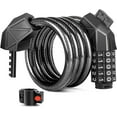 thumbnail image 1 of Bike Lock Cable, Anti Theft Bicycle Lock Chain, Bike Combination Lock 5 Digit Security Resettable Self Coiling Combination Cable Combo Bike Locks with Mounting Bracket, 4 Feet x 1/2 Inch (Black), 1 of 9