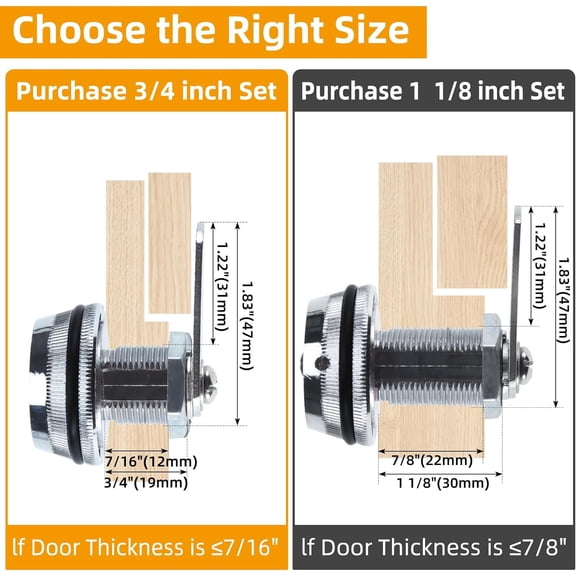 Combination Cam Locks 3/4" Cylinder Cabinet Lock Security Combi-Cam Password Coded Lock Secure Files Drawers RV Storage Locks (20 Pack, Chrome Finish)