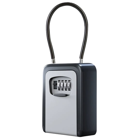 Combination Key Box, Oimcto Easy Setup & Reset, Resettable 4-Digit, Weather-Resistant, Portable, Ideal for Real Estate Agents, Airbnb Hosts, Homeowners, Gray