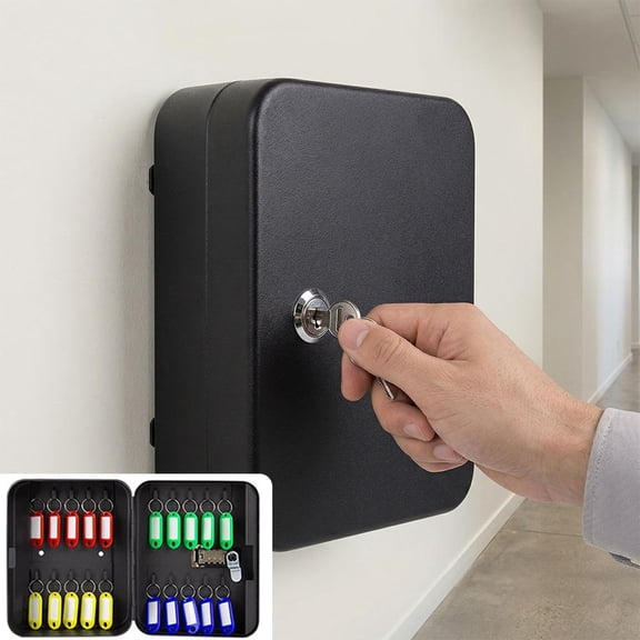 Combination Key Lock Box - 7.87 x 6.3 x 2.95 Inch Password Safe Box, High Strength PA Material for Spare Keys Storage, Black