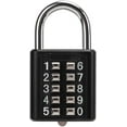 Combination Lock, 10 Digits Push Button Security Padlock Black Luggage