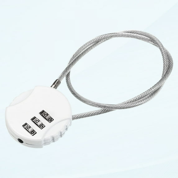 Combination Lock 15 Inch 3 Position Outdoor Waterproof Combination Padlock with Wire Rope for Luggage Gym Locker Fence Tool Box Backpack, White