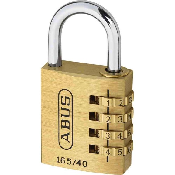 Combination Lock 165/40 - Brass Padlock - with Individually Adjustable Combination Code - Suitcase/Locker - Security Level 4