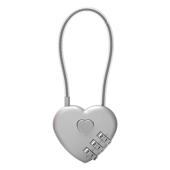 Combination Lock,3 Digit Heart Shaped Padlock For School Gym Locker,Heart Lock With Steel Wire Rope,Purse Lock,Cable Luggage Locks,Sports Locker Lock,Luggage,Fence,Backpack,Valentine Gift,1PC,Silver