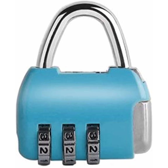 Combination Lock 3-DigitSmall Padlock for School Gym Locker, Outdoor, Fence, Gate, Waterproof Luggage Locks for Travel Backpack (Color : Blue)